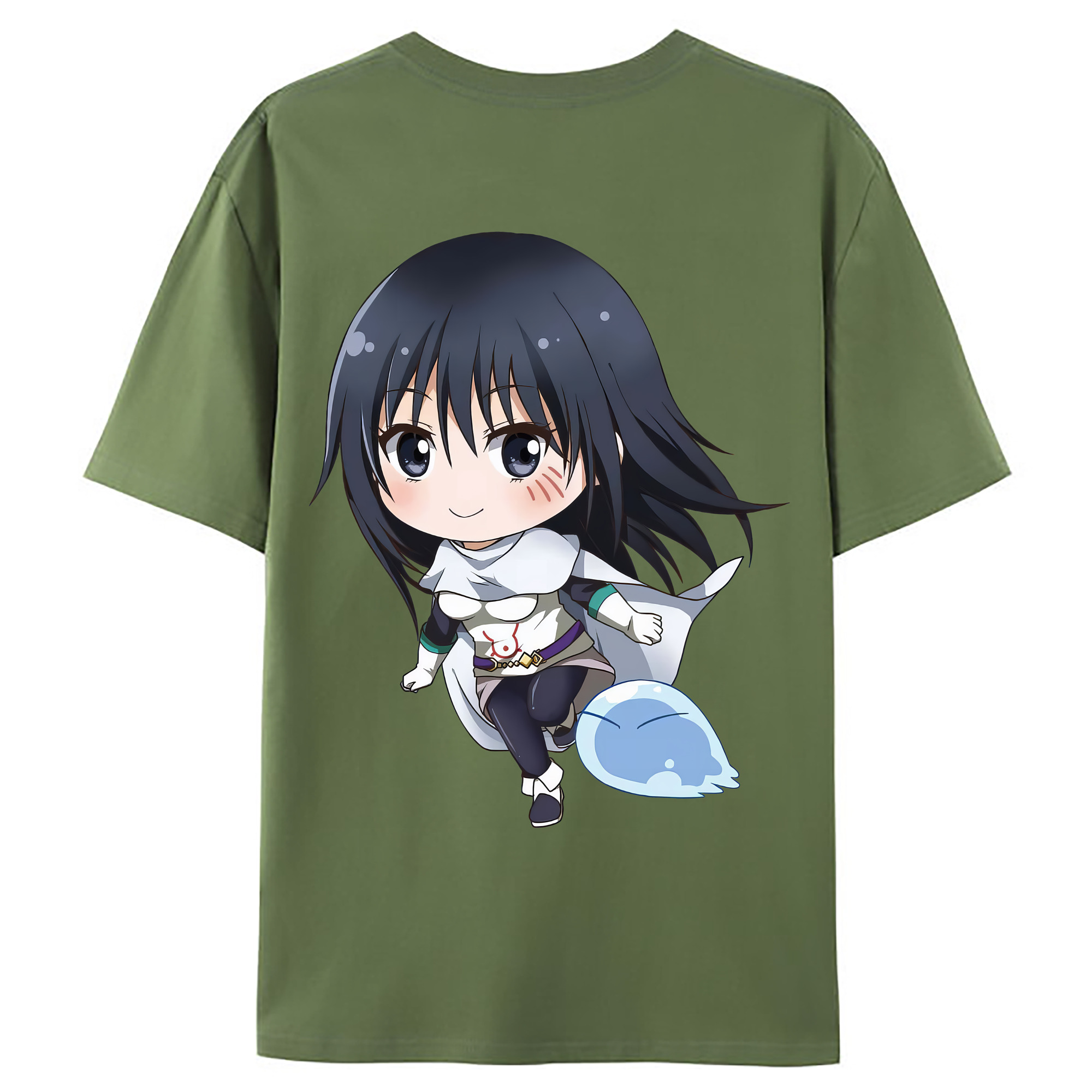 （画像用） 転スラ Regarding Reincarnated to Slime 綿100％ メンズ半袖Tシャツ（バックプリント） 通気性